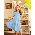 thumbnail image 4 of Arshiner Girl's Summer Dresses Short Sleeve Casual Holiday Skater Twirl Dress with Pockets, 4 of 6