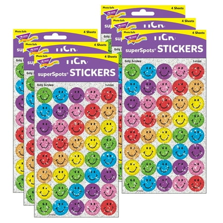 UPC: 0194629033355 | TREND Enterprises T-46305-6 Superspots Sparkle Silly Smiles Larger Size 160 Per Pack Pack of 6