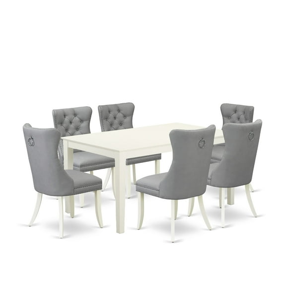 East West Furniture 7 Piece Dining Table Set Contains a Rectangle Modern Dinette Table