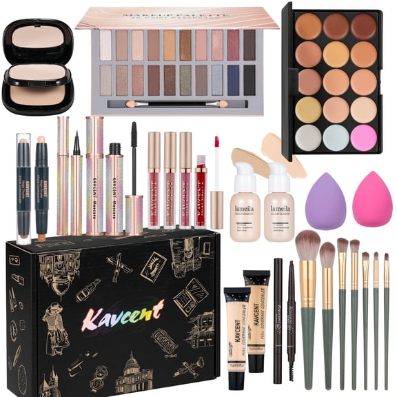 Set de maquillaje Kit de maquillaje para mujeres Kit completo Juegos de maquillaje para adolescentes Regalo para mujeres Paleta de sombras de ojos Brillo de labios Base Corrector Kits de maquillaje Fo