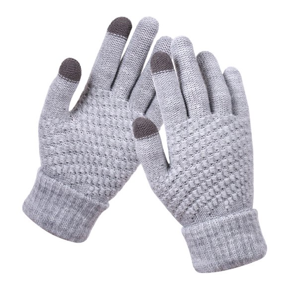 Gloves Touch Screen Knitting Warm Mitten Unisex Woman knitting warm Winter Gloves Colored Knitted Mittens, Gray
