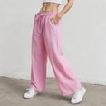 thumbnail image 6 of Duqingm Capri Pants for Women Womens Striped Barrel Casual Pants 2026 Trendy Summer Elastic Drawstring Baggy Lounge Wide Leg Trousers with Pockets Pink,XL, 6 of 7