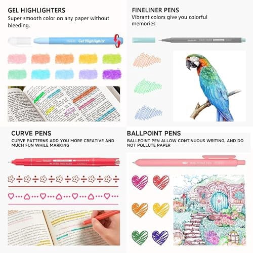 Tekola Bible Highlighters and Pens No Bleed, 33 Pack Bible Journaling Kit, Bible Pens Gel Highlighters and Bible Tabs with a storage bag, Bible Markers No Bleed Through