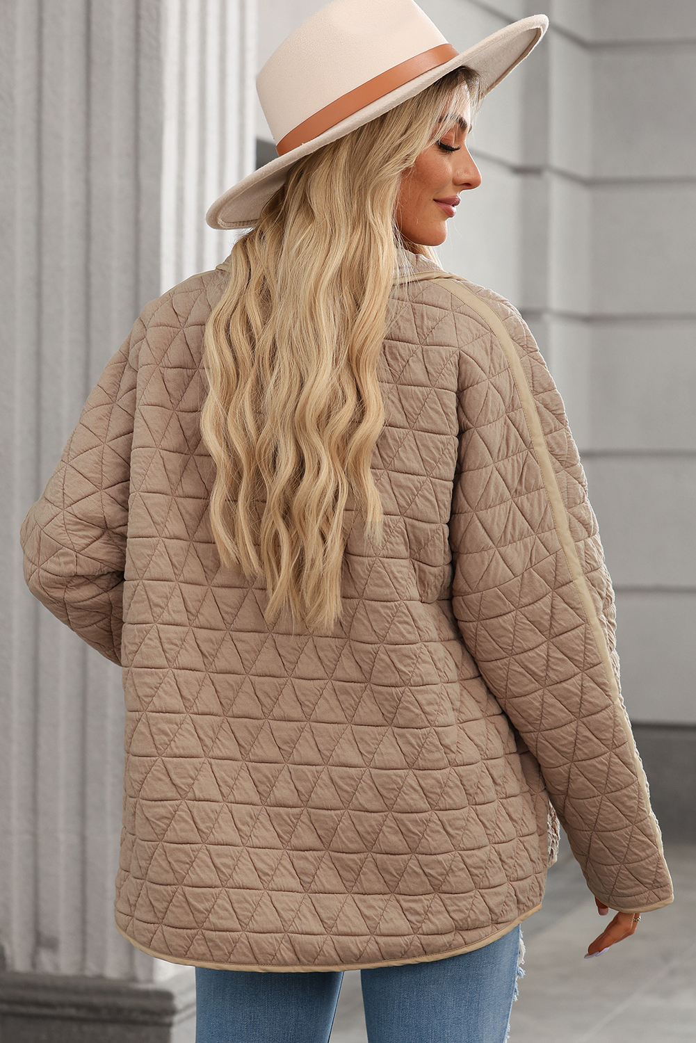 SHEWIN Women's Button-Down Quilted Puffer Jacket photo 4