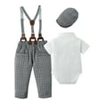 thumbnail image 2 of CARETOO Baby Boy Clothes Suit 0-18M 4Pcs Formal Gentleman Dress Shirt Suspender Pants Hat Bowtie Set, 2 of 12