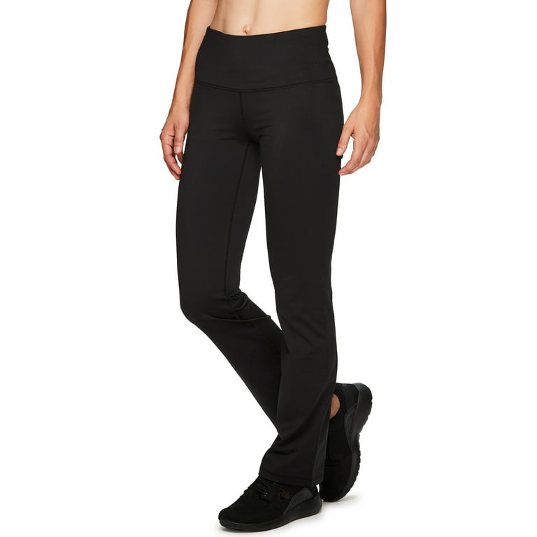RBX Active Women's Fleece Lined Flared Athletic Boot Cut Yoga Pants with  Pocket Black S 