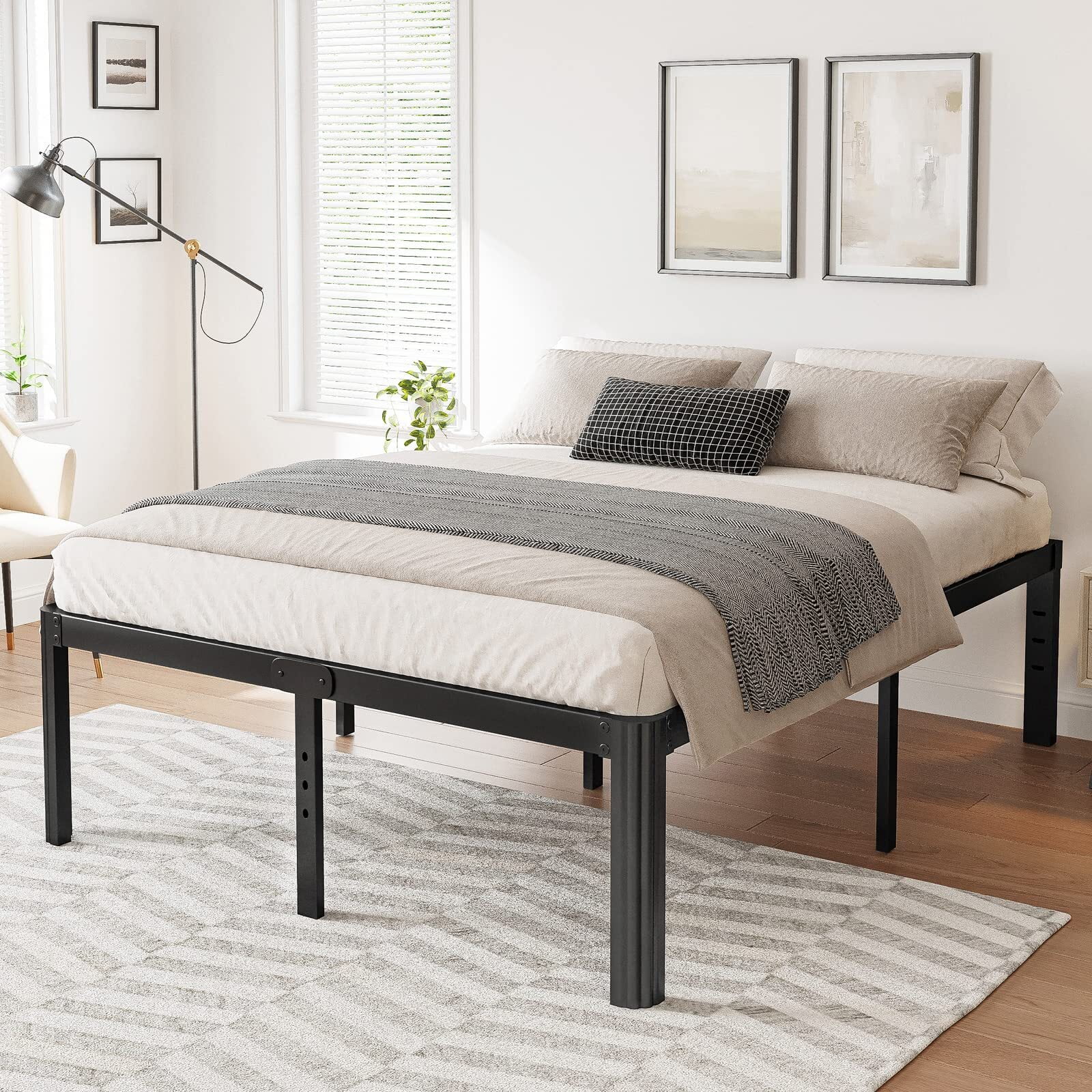 ULIESC 14 Inch High Queen Bed Frame No Box Spring Needed, Heavy Duty Metal Platform Bed Frame Queen with Round Corners, Easy Assembly and Noise-Free, Black