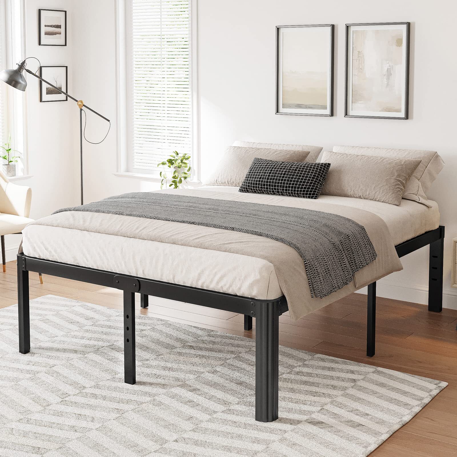 ULIESC Heavy Duty Queen Metal Platform Bed Frame, Black photo 5
