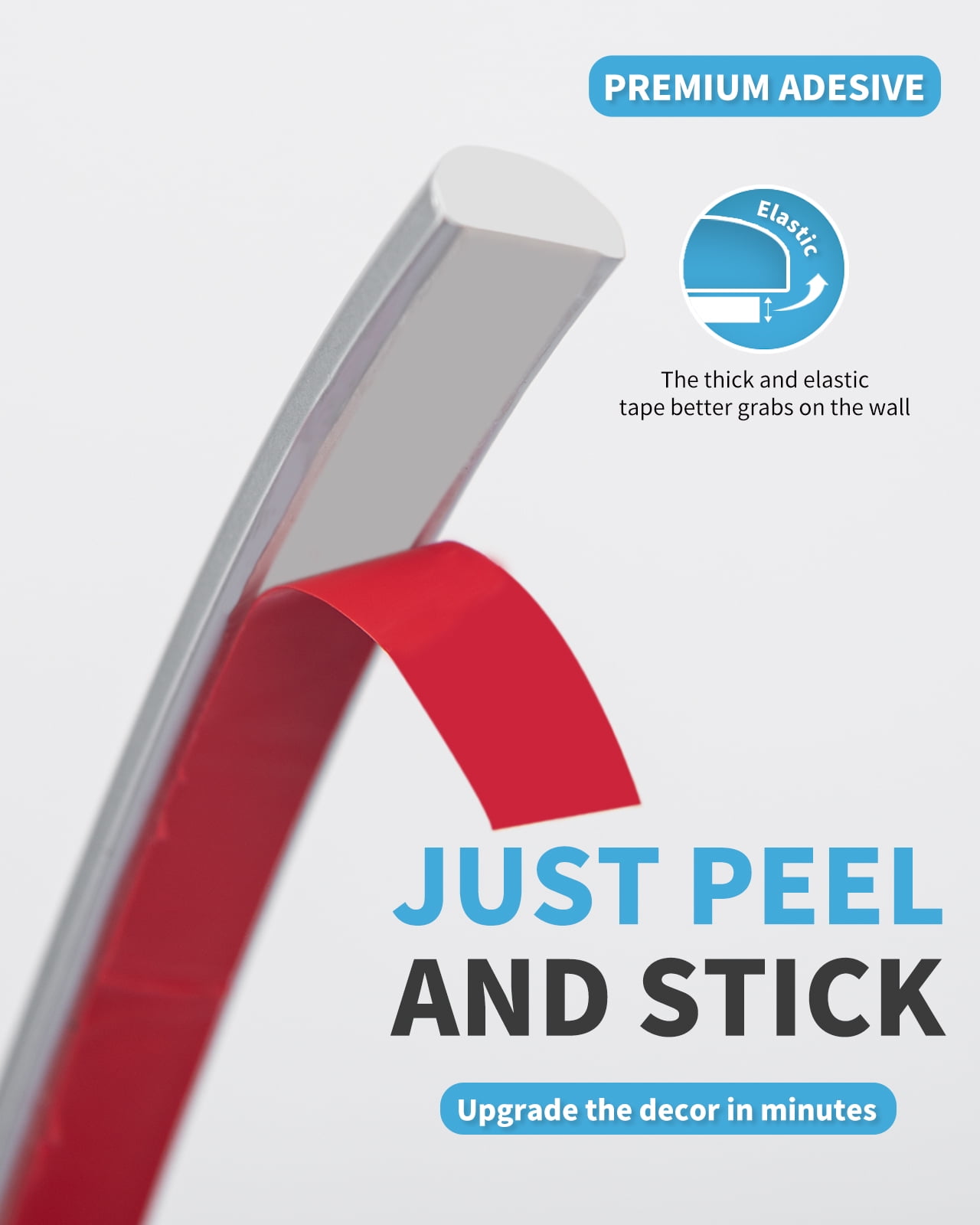 Art3d 10 Ft Peel and Stick Trim for Backsplash Tile Edge, Self-Adhesive Liner for Corner Decor in Silver