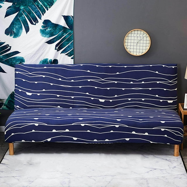 Housse de Canapé Extensible Ajustée en Polyester Spandex Lavable Housse de Canapé Sans Accoudoirs Housse de Futon Sans Accoudoirs E