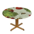thumbnail image 3 of JEUXUS  Strawberry Pattern Round Fitted Tablecloth Elastic Edge Waterproof Oil-Proof Table Cover Stain-Resistant Table Cloth Fits Round Tables White, 3 of 7