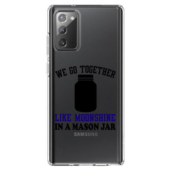DistinctInk Clear Shockproof Hybrid Case for Galaxy Note 20 ULTRA (6.9" Screen) - TPU Bumper Acrylic Back Tempered Glass Screen Protector - We Go Together Like Moonshine in a Mason Jar