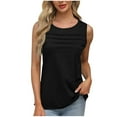 thumbnail image 2 of Xixinqiwan No Boundaries Tank Tops for Women,Womens Tank Tops Dressy Casual Crewneck Blouse Pleated Front Loose Fit Going Out Tee, 2 of 8