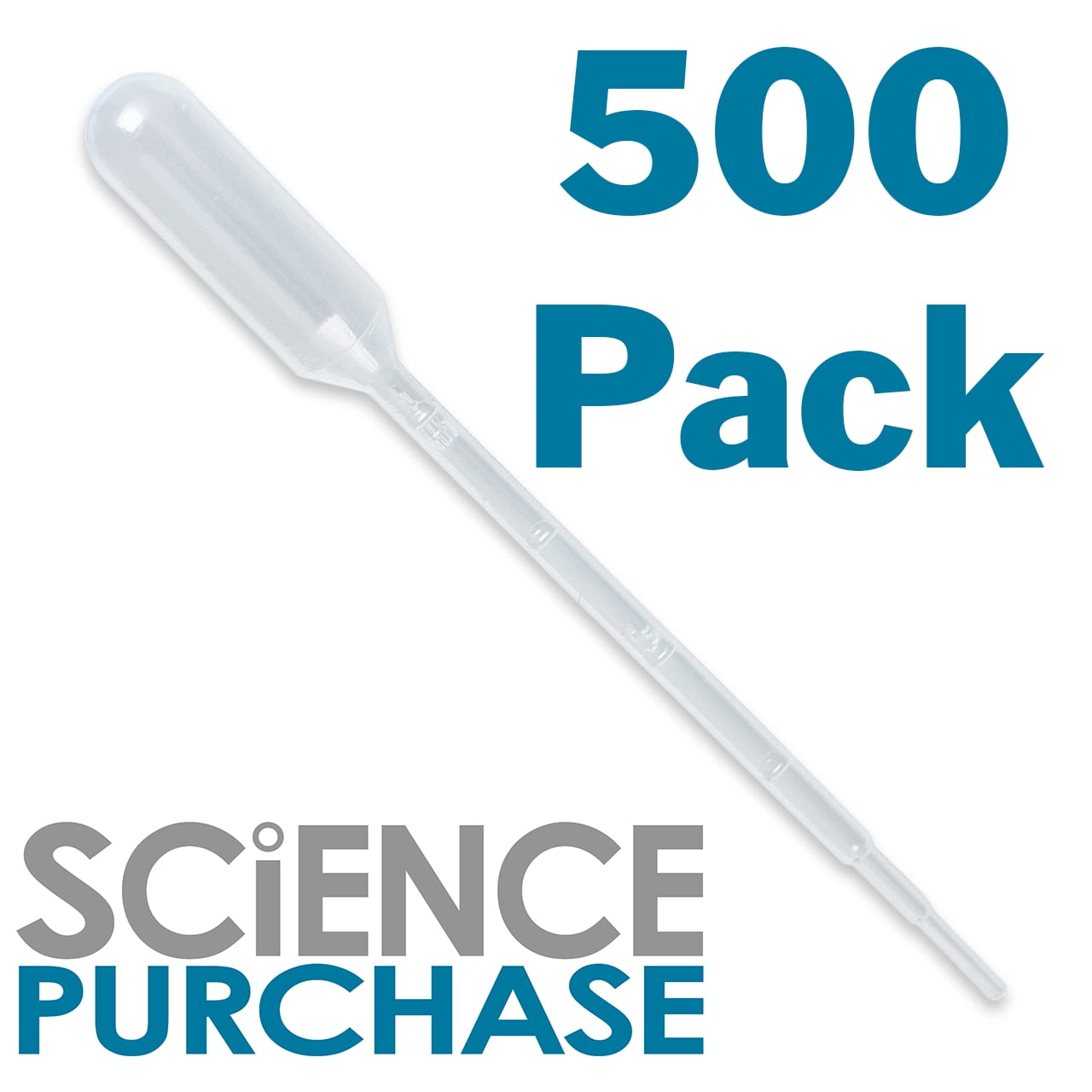 500 Pack Plastic Transfer Pipettes 3mL, Graduated to .5mL by