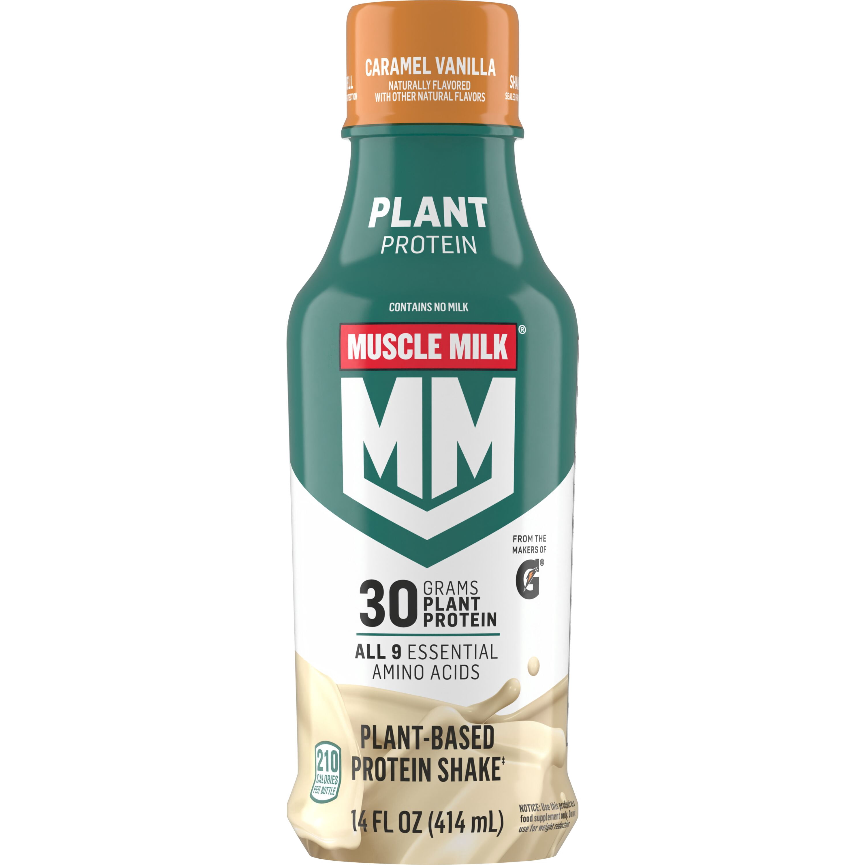 (3 pack) Muscle Milk Caramel Vanilla Plant Based Protein Shake, 14 fl oz.
