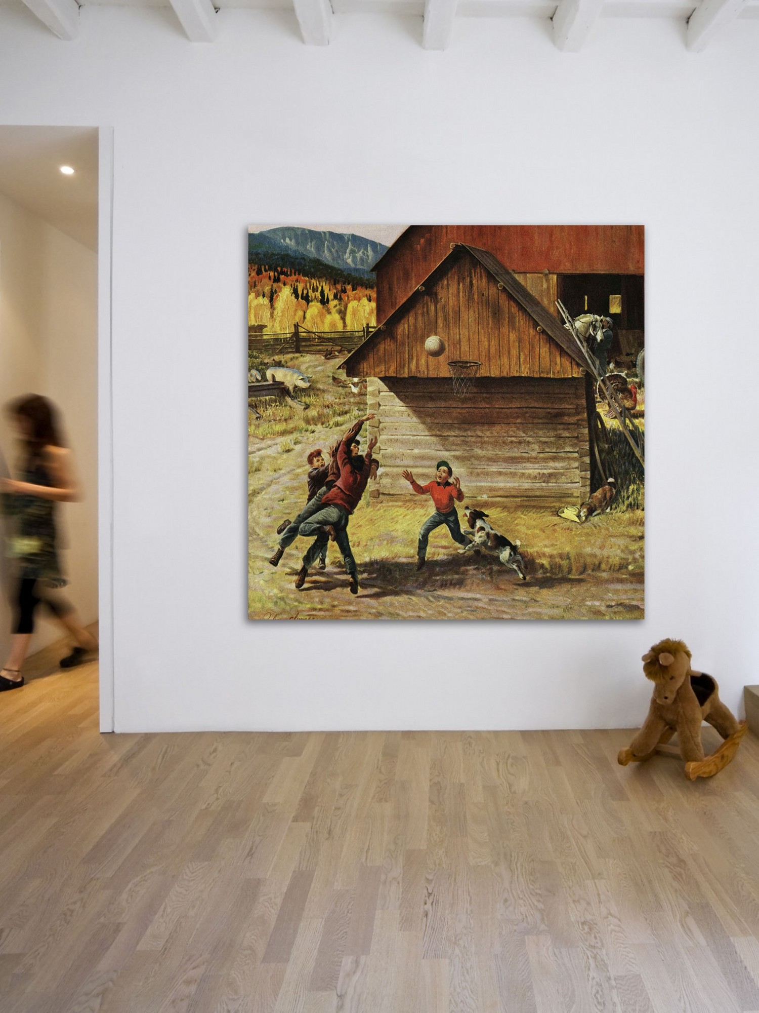 Marmont Hill Ranch Basketball by John Clymer Painting Print on Canvas