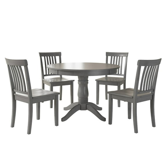 Lexington 5-Piece Wood Dining Set, Round Table and 4 Mission Back Chairs, Multiple Finishes