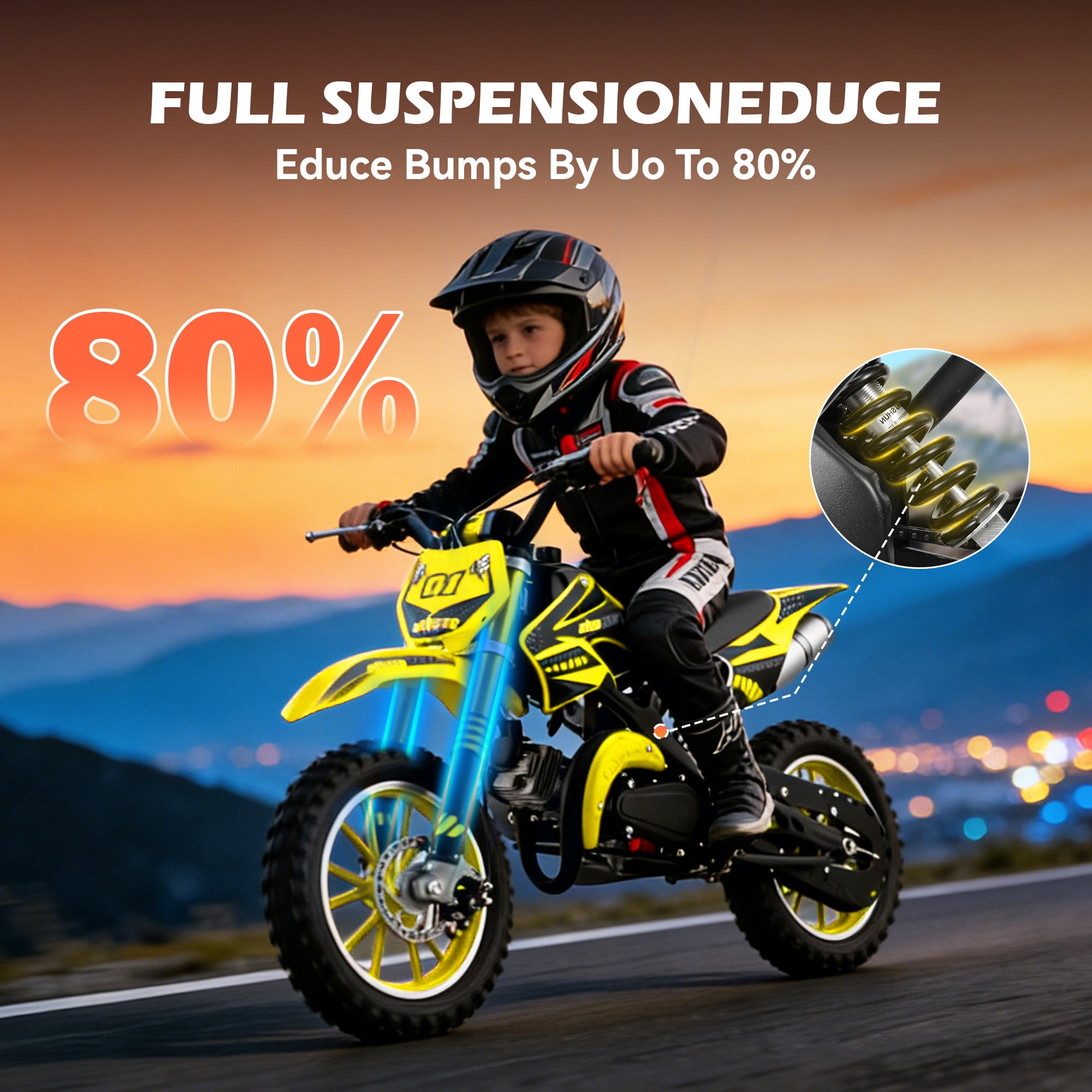 Gpower 49cc Dirt Bike for Kids 6-15,2-Stroke Gas Powered Mini Dirt Bike,1.5L Fuel Capacity,1-Seater,Yellow
