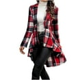 thumbnail image 3 of LTTVQM Womens Long Sleeve Button Down Plaid High Low Jacket Open Front Lapel Peplum Jacket Coat Fall Winter Outfits Red M, 3 of 7