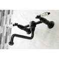 thumbnail image 3 of Kingston Brass KS1210WLL Wilshire Double-Handle Wall Mount Bathroom Faucet, Matte Black, 3 of 8