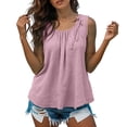 thumbnail image 2 of Tank Tops for Women Lightweight Cotton Linen Scoop Neck Loose Fit Ruffle Flowy Sleeveless Shirt Summer Outfits, 2 of 5