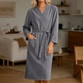 thumbnail image 7 of Bxsruta Womens Bathrobe Long Sleeve V Neck Bath Robe Belted Lounge Sleepwear, 7 of 7