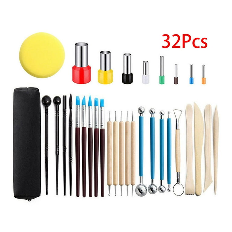 Clay Sculpting Tools, 6 PCS Double-Ended Stainless Steel Polymer Clay  Tools, Wooden Handle Pottery Tools for Embossing, Carving Tools and Supplies