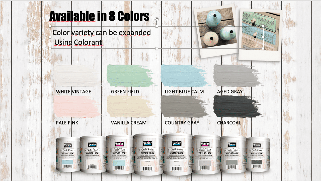 Venier Pure Vintage Chalk Paint Matte Finish Multi-Surface, 1L White