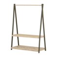 thumbnail image 2 of South Shore Furniture Sweedi Wooden Clothes Rack with Storage Shelves for Kids, in Natural and Olive green, 2 of 10