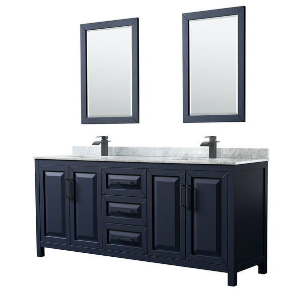 Wyndham Collection Wcv252580dunsm24 Daria 80" Free Standing Double Vanity Set - Dark Blue