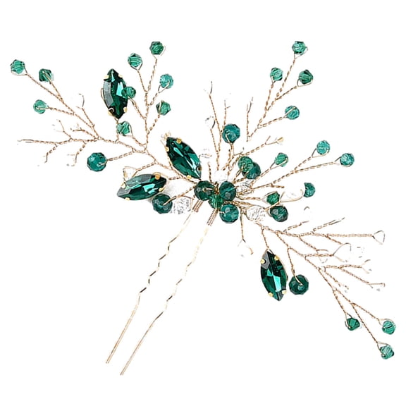 LOLIPPYY Green Rhinestone Hair Pin for Wedding, Bride, Bridesmaid Hair Styling and Special Occasions Accessory