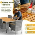 thumbnail image 3 of Lacoo 7 Pieces Patio Dining Sets, Acacia Wood Outdoor Table and Chairs with Curved Armrest and Beige Cushions, Gray, 3 of 7