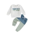 thumbnail image 2 of Aojekbee 2-Piece Toddler Boys Set Letter Print Long Sleeve Round Neck Tops Pocket Long Pants Contrast Color Outfits, 2 of 10