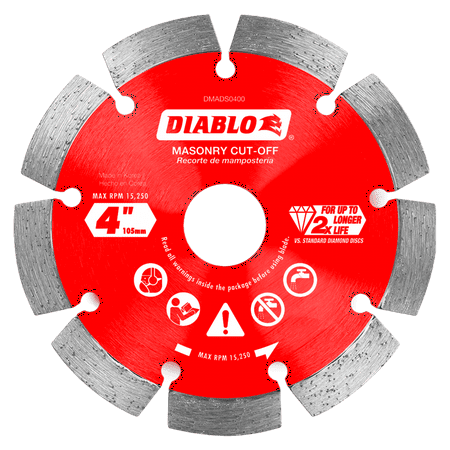 UPC: 0008925155119 | Diablo 4 In. Segmented Rim Dry/Wet Cut Diamond Blade DMADS0400