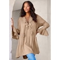 thumbnail image 3 of Roaman's Women's Plus Size Hand Crinkled Ruffle Pintuck Tunic, 3 of 4