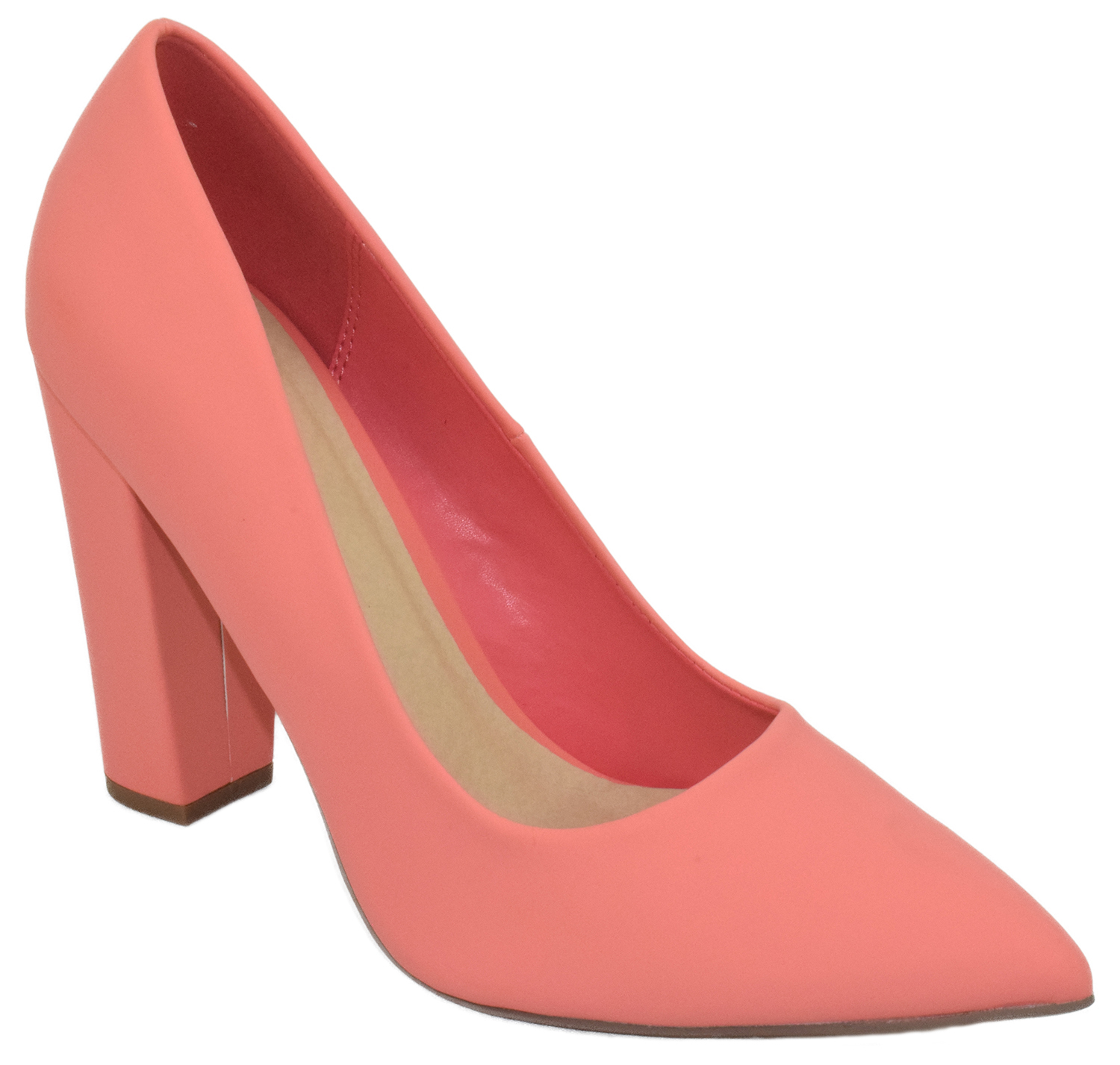 Not Just A Pump Women Thick Chunky Block High Heels Pointed Toe Dress / Casual Shoes OGDEN-S Pink Coral 9 - image 1 of 2