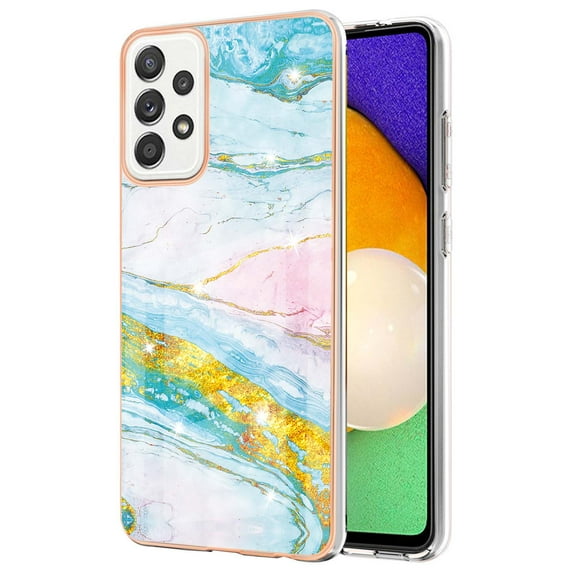 Allytech Galaxy A52 5G Case, Galaxy A52 Case, Pretty Marble TPU Slim Back Shell Anti-scratch Shock-absorbing Lightweight Protective Case Cover for Samsung Galaxy A52 5G/ 4G, Green Pink