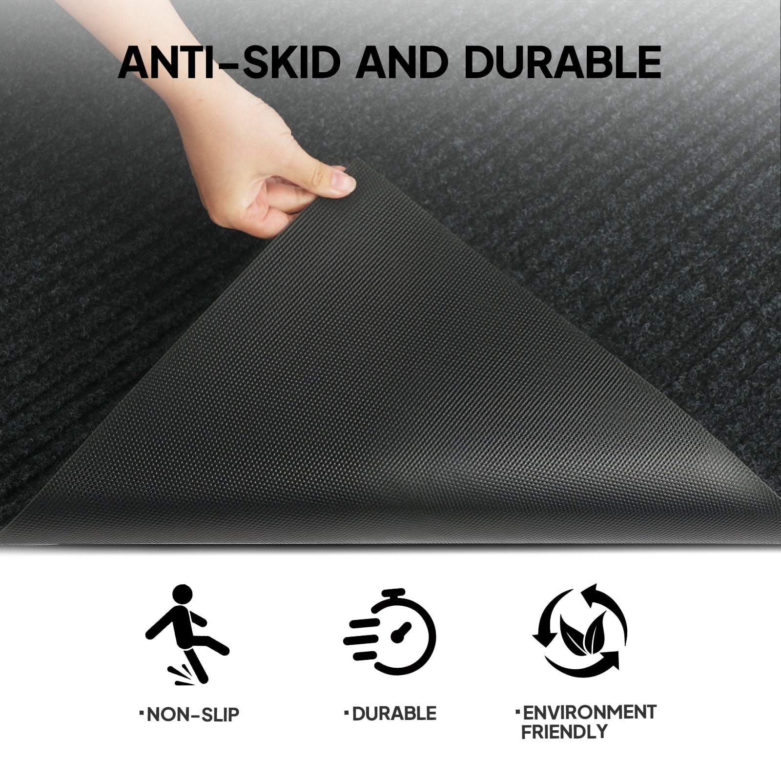 Extra-Long Dark Gray PVC Composite Entryway Mat, 90x150x0.7cm Commercial-Grade Non-Slip Mat, Heavy-Duty Dirt Trapping Mat for Storefronts Office Lobbies Airports Home Entrances
