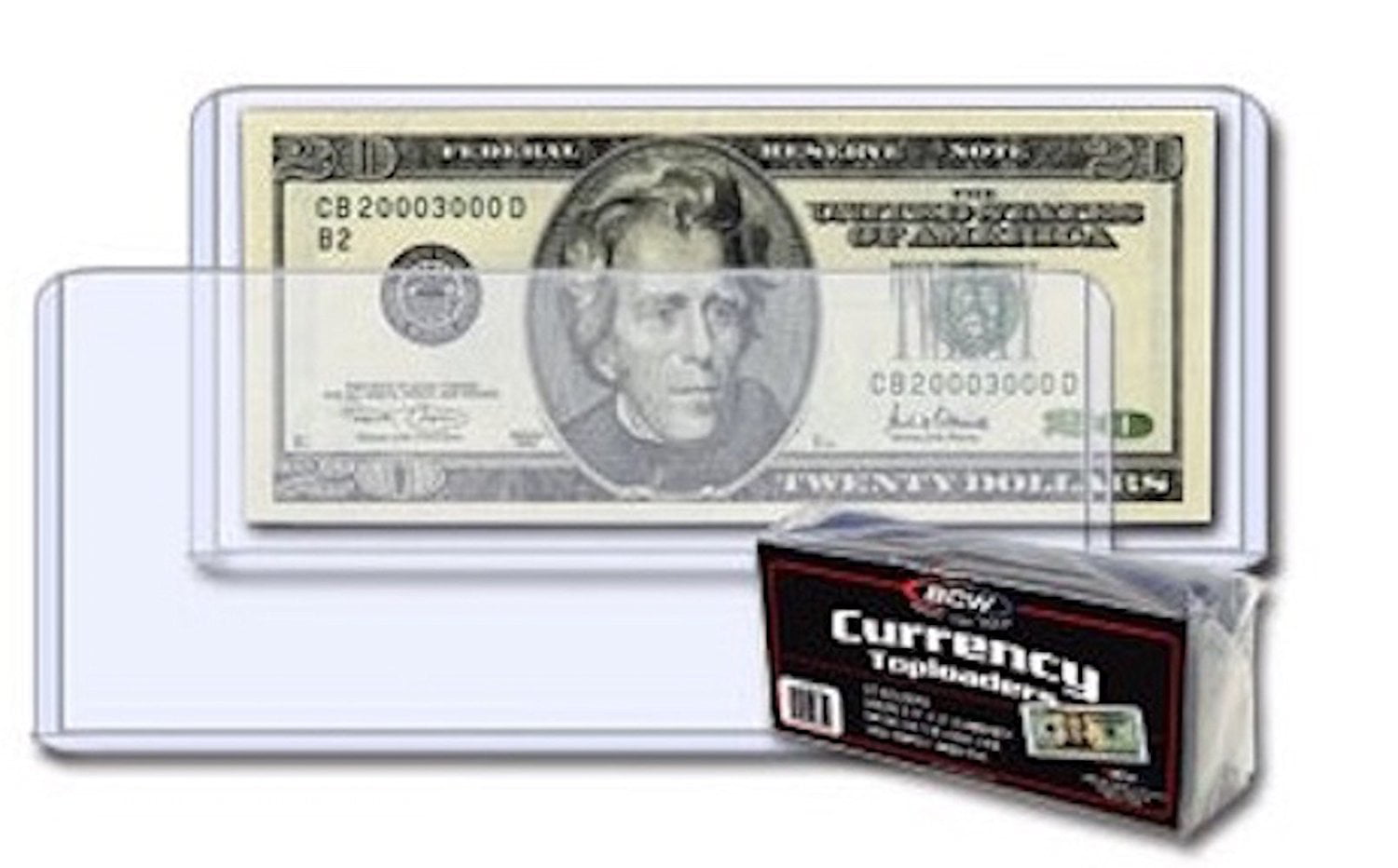 50 Count Pack BCW Semi Rigid Large Bill Currency Holders For Larger Notes 