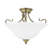 Livex Lighting Coronado Ceiling Mount in Antique Brass