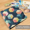 thumbnail image 4 of FORMRS 3 Ring Photo Album 4"x6" Self Adhesive Large Capacity PU Leather Cover, Blue Cubes, 4 of 8