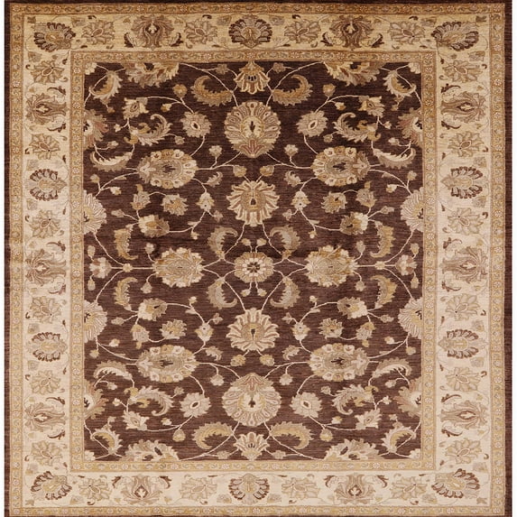 Ahgly Company Machine Washable Indoor Square Industrial Modern Sandy Brown Area Rugs, 5' Square