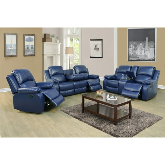 Motion Sofa Set Recliner Sectional Couch 3 Pcs Bonded Leather Living Room Furniture