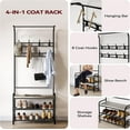 thumbnail image 4 of QinaQin 3-In-1 Hall Tree Shoe Rack for Entryway with Storage Shelf and 8 Removable Hooks, 4 of 7