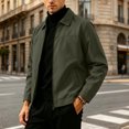 thumbnail image 2 of Men's Zip Up Casual Jacket Lapel Collar Fully Lined Long Sleeve Coat with Pockets Spring Fall Outfits Daily Outerwear, 2 of 6