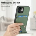 thumbnail image 3 of Case for iPhone 12 with Hidden Kickstand, Carbon Fiber Texture Wallet Case with Card Holder for iPhone 12 Magnetic Car Mount Shockproof Military Grade Protection Cover, Green, 3 of 10