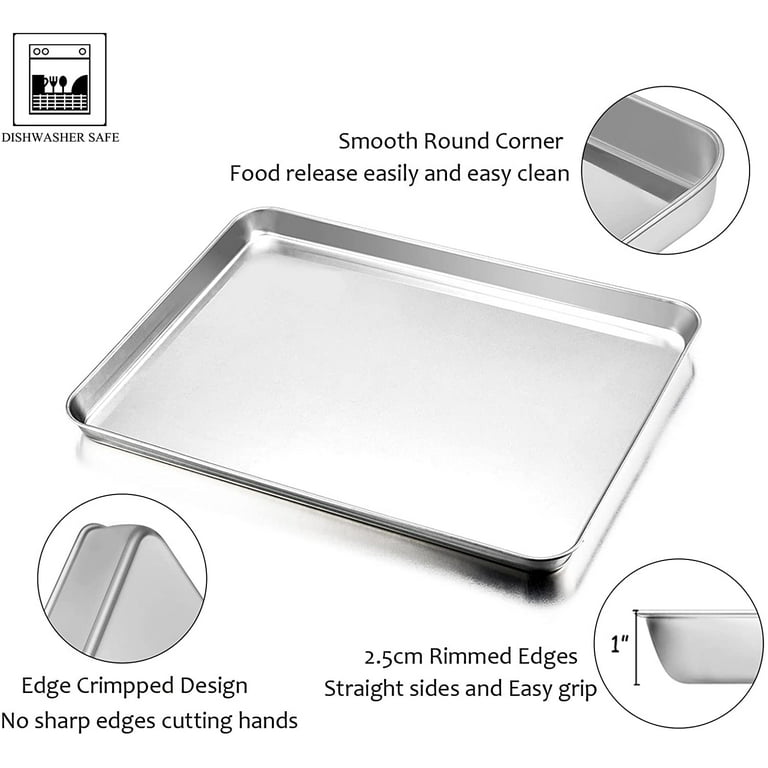 Baking Tray Set of 1, Stainless Steel Oven Tray– Large Cookie Sheet Pan for Baking  Cooking Serving - 26 x 20 x 2.5 cm, Healthy & Non Toxic, Easy Clean &  Dishwasher Safe 