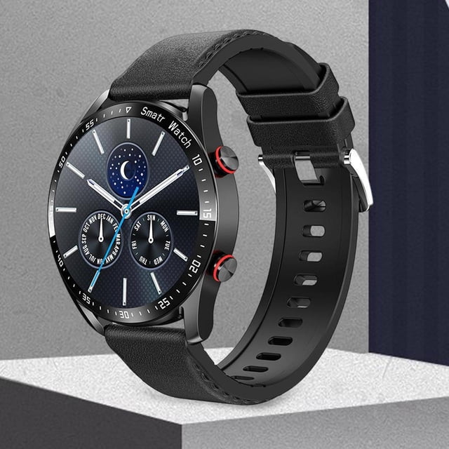 Reloj inteligente CUTICAT Lujo ECG+PPG Pantalla completa Cuero PU negro