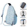 thumbnail image 3 of Sling Backpack,Blue Christmas Snowflake Pattern Sling Bag with Water Bottle Holder,Waterproof Sling Bag for Men/Women with Headphone Jack for Hiking,Travel, 3 of 6