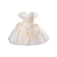 thumbnail image 2 of ATOGUTA Toddler Girl Dress Short Sleeve Bowknot Flower Princess Birthday Party Dresses Yellow, Sizes 3T-8, 2 of 5